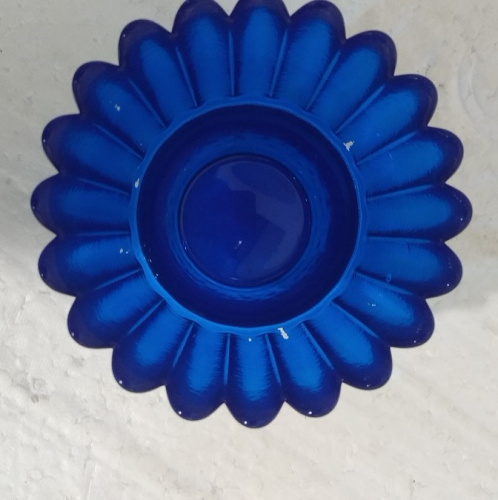 Стаканчик для лампады стеклянный рифленый синий, У-1104 фото 4