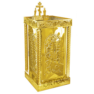 Панихидный стол песковой "Иерусалимский", колонны, чеканка, 50х50х90 см (без дверки)