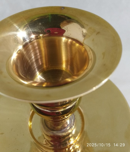 Подсвечник напрестольный, латунь, 13х34 см, №2, У 13-0315 фото 7 Подсвечник напрестольный, латунь, 13х34 см, №2, У 13-0315 фото 7