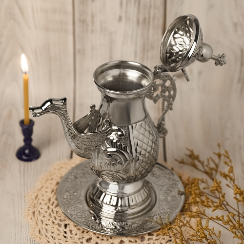 Чайник для теплоты, латунь, никелирование, высота 22,5 см фото 2 Чайник для теплоты, латунь, никелирование, высота 22,5 см фото 2