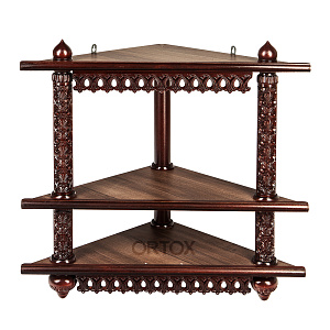 Полка для икон угловая трехъярусная, 63х33х58 (цвет вишня)