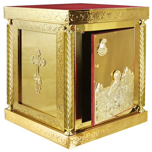 Жертвенник "Золотые своды" с иконой "Моление о чаше" чеканка, литье, высота 100 см фото 5