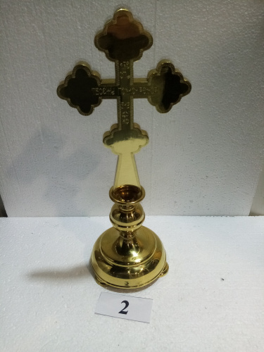 Крест настольный латунный с подставкой, эмаль, 15х44 см, У-0646 фото 9