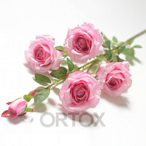 Цветы искусственные "Ветка розы" №5, малиновые (высота 90 см)