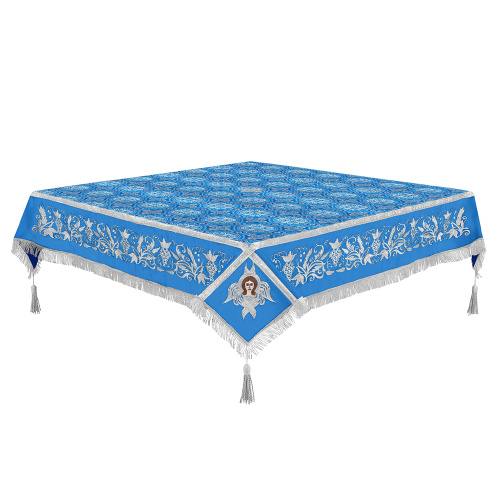 Пелена на престол комбинированная, голубая с серебром, вышивка Пелена на престол комбинированная, голубая с серебром, вышивка