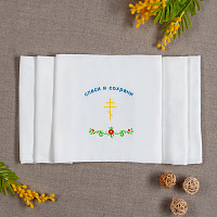 Пеленка крестильная с надписью "Спаси и сохрани" белая, фланель