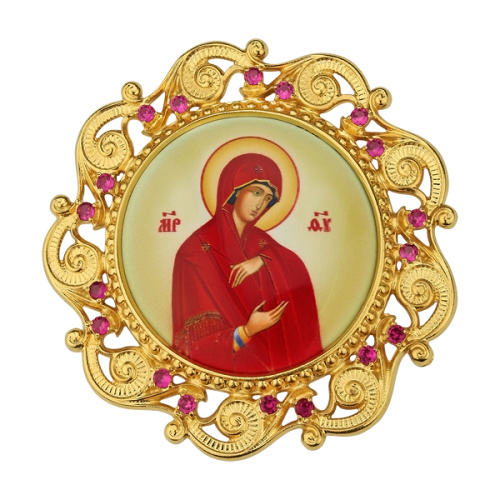 Накладки на митру (комплект из 4 штук) из ювелирного сплава в позолоте, с фианитами, №4 фото 3