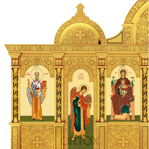Иконостас "Владимирский" одноярусный, позолоченный, 690х470х40 см фото 6