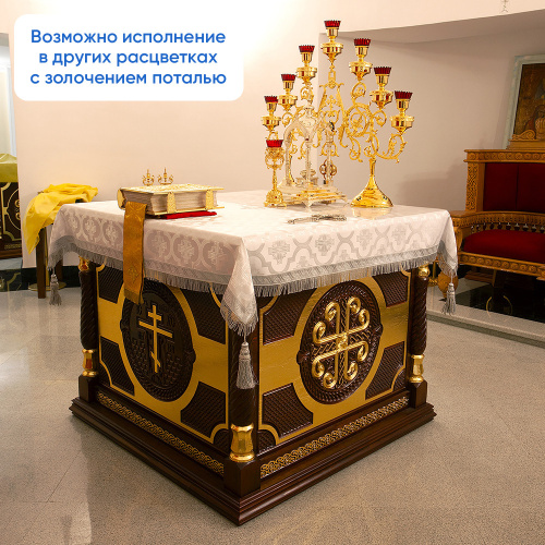 Облачение на престол "Костромское", цвет "кипарис" с золотом (поталь), высота 105 см фото 7
