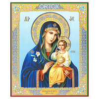 Икона Божией Матери "Неувядаемый цвет", 17х21 см, бумага, УФ-лак