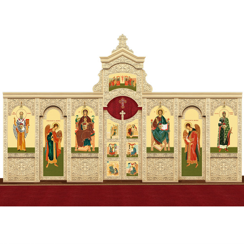 Иконостас деревянный "Суздальский" одноярусный, цвет "натуральное дерево", 608х378х25,4 см фото 2 Иконостас деревянный "Суздальский" одноярусный, цвет "натуральное дерево", 608х378х25,4 см фото 2