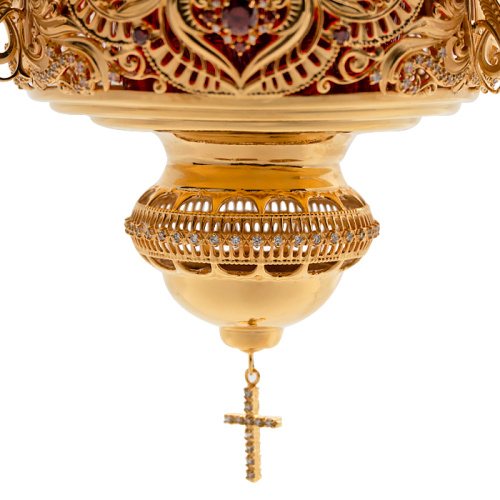 Лампада подвесная из ювелирного сплава в позолоте с камнями, 16х19 см фото 6 Лампада подвесная из ювелирного сплава в позолоте с камнями, 16х19 см фото 6