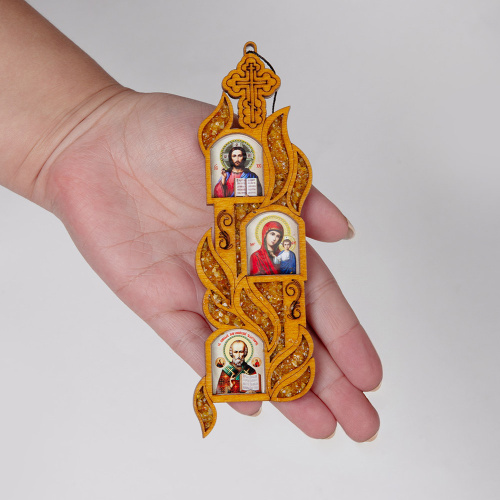 Подвеска в машину, янтарь, дерево, 4,5х15 см фото 3