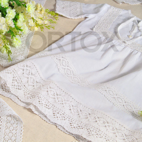 Рубашка для крещения "Дашенька" белая из батиста, размер в ассортименте фото 9