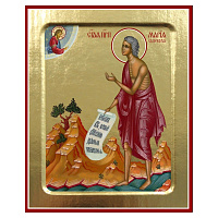 Икона преподобной Марии Египетской, на дереве, золочение (поталь), 12,5х16 см