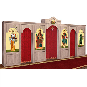 Иконостас "Самарский" одноярусный, цвет "дуб честерфилд", 608х40х275 см (без Царских врат и диаконских дверей)