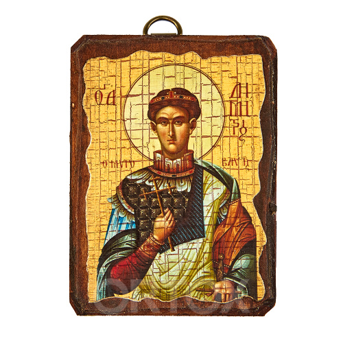 Икона великомученика Димитрия Солунского, под старину, 6,5х9 см