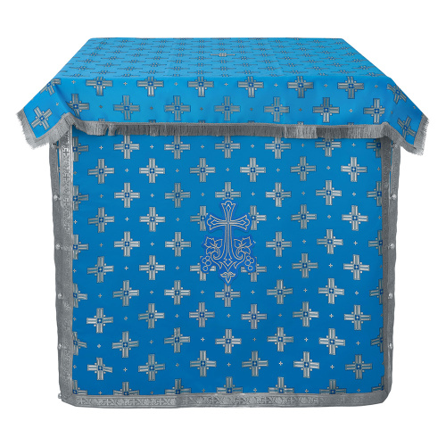 Облачение на престол с пеленой, шелк "Святительский", голубое с серебром фото 2