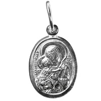 Серебряная иконка-образок с ликом Божией Матери "Владимирская", 1,2х2см