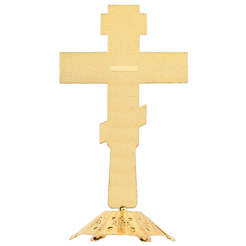 Крест настольный из цинкового сплава, белые камни, цвет "под золото", 10х18,6 см фото 2