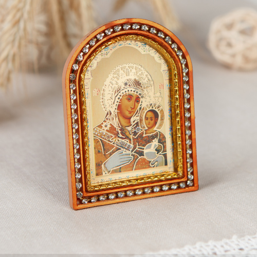 Икона настольная Божией Матери "Иерусалимская", пластиковая рамка, 6,4х8,6 см фото 5
