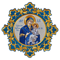 Икона вышитая Божией Матери "Тихвинская" на облачение, 38х38 см