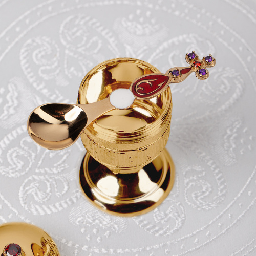 Потир малый на 0,01 л из ювелирного сплава в позолоте, фианит, 3,5х6,5 см фото 5 Потир малый на 0,01 л из ювелирного сплава в позолоте, фианит, 3,5х6,5 см фото 5