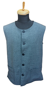 Жилет для священнослужителей серый летний, меланж, два нижних накладных кармана (на пуговицах)