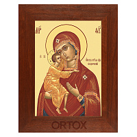 Икона Божией Матери "Феодоровская" в рамке, цвет "орех донской"