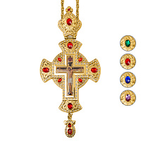 Крест наперсный с цепью, цинковый сплав, камни, 8,2х17,5 см