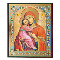 Икона Божией Матери "Владимирская", 15х18 см, бумага, УФ-лак №3