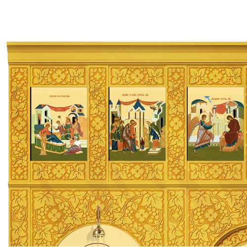 Иконостас деревянный "Суздальский" двухъярусный, цвет "золото", 608х378х25,4 см фото 6 Иконостас деревянный "Суздальский" двухъярусный, цвет "золото", 608х378х25,4 см фото 6