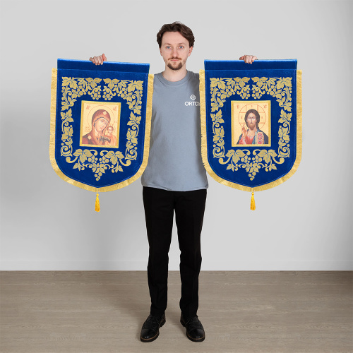 Хоругви малые вышитые голубые, 45х65 см фото 7