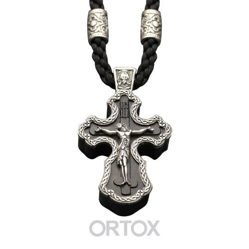 Нательный крест деревянный в серебряном окладе №3 фото 2