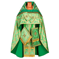 Иерейское облачение вышитое зеленое с иконой "Святая Троица", парча, бархат