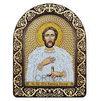 Набор для вышивания бисером "Икона благоверного князя Александра Невского", 13,5х17 см, с фигурной рамкой