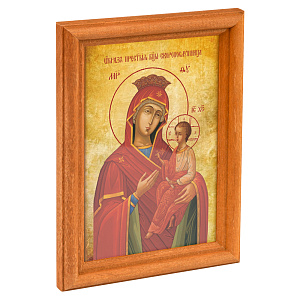 Икона Божией Матери "Скоропослушница" в деревянной рамке, 12х1,5х17 см (стекло, картон)