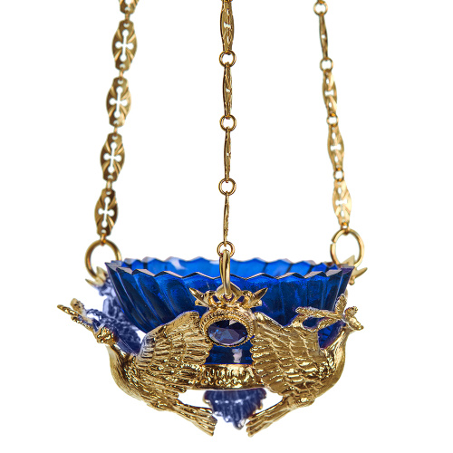 Лампада подвесная из ювелирного сплава в позолоте, 10х6 см фото 2