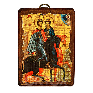 Икона благоверных князей-страстотерпцев Бориса и Глеба, 6,5х9 см, под старину (под старину)
