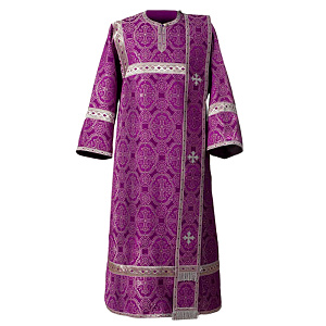 Облачение диаконское фиолетовое, парча, отделка галун в цвет облачения (машинная вышивка)
