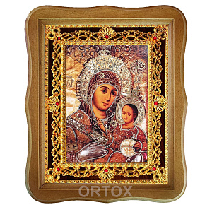 Икона Божией Матери "Вифлеемская", 22х27 см, фигурная багетная рамка (темный киот)