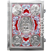 Апостол красный, полный оклад "под серебро", эмаль, 23х30 см