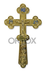 Крест требный латунный малый, 12x20 см (эмаль)