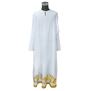 Подризник белый, золотая вышивка с рисунком "Виноградная лоза" (мокрый шелк)