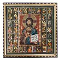 Икона Спасителя "Господь Вседержитель", 25х25 см, багетная рамка