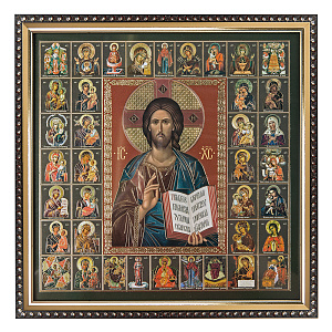 Икона Спасителя "Господь Вседержитель", 25х25 см, багетная рамка (подарочная упаковка)