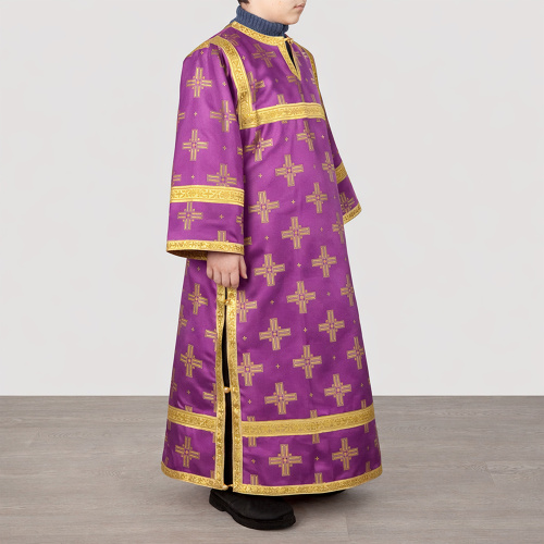 Стихарь алтарника детский, шелк "Святительский", фиолетовый с золотом фото 7