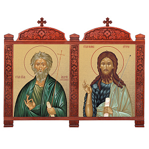 Киот настенный "Суздальский", цвет "кипарис", два модуля (без рамки)