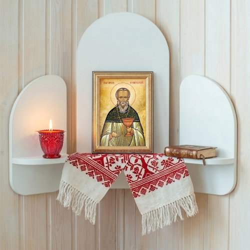Икона праведного Иоанна Кронштадтского в пластиковой рамке, 13х1,5х18 см фото 2