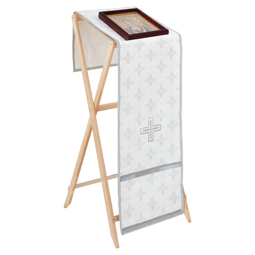 Накидка на аналой перекидная, шелк "Святительский", белая с серебром, 45,5х200 см фото 5